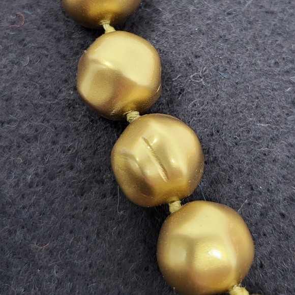 Vintage Oscar de la Renta Brushed Gold-Tone Nugget Bead Necklace - Picture 8 of 9